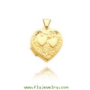 14K Yellow Gold Heart-Shaped Double Hearts Locket