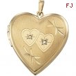 14K Yellow Gold Heart Shaped Locket With Diamond