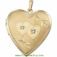 14K Yellow Gold Heart Shaped Locket With Diamond