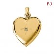 14K Yellow Gold Heart Shaped Locket With Diamond