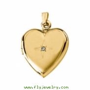 14K Yellow Gold Heart Shaped Locket With Diamond