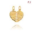 14K Yellow Gold Heart-Shaped Mom & Daughter Break-Apart Charm