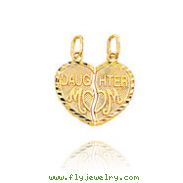 14K Yellow Gold Heart-Shaped Mom & Daughter Break-Apart Charm