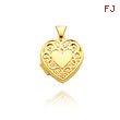 14K Yellow Gold Heart-Shaped Scroll Trim Locket