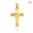 14K Yellow Gold Hollow Crucifix Pendant