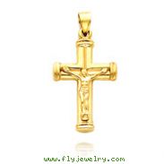 14K Yellow Gold Hollow Crucifix Pendant