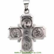 14K Yellow Gold Hollow Four Way Cross Medal