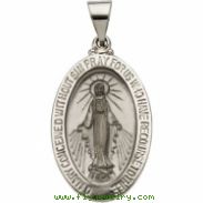 14K Yellow Gold Hollow Oval Miraculous Medal