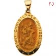 14K Yellow Gold Hollow Oval St. Christopher Medal