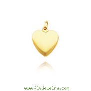 14K Yellow Gold Hollow Polished Puffed Heart Charm