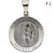 14K Yellow Gold Hollow Round Guardian Angel Medal