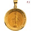 14K Yellow Gold Hollow Round Miraculous Medal