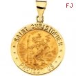 14K Yellow Gold Hollow Round St. Christopher Medal