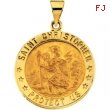 14K Yellow Gold Hollow Round St. Christopher Medal