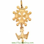 14K Yellow Gold Huguenot Cross Pendant