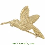 14K Yellow Gold Hummingbird Brooch