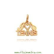 14K Yellow Gold I Heart Tennis Charm