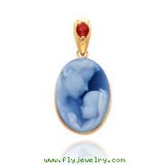 14K Yellow Gold January Mother Agate Cameo Pendant