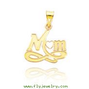 14K Yellow Gold Large "Mom" Pendant