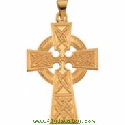 14K Yellow Gold Large Celtic Cross Pendant