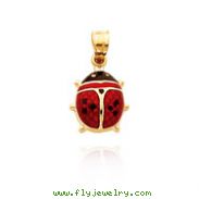 14K Yellow Gold Large Enameled Ladybug Charm