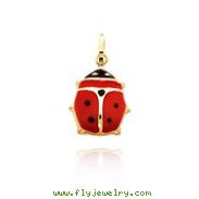 14K Yellow Gold Large Enameled Ladybug Charm