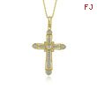 14K Yellow Gold Large Fancy Diamond Cross Necklace