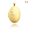 14K Yellow Gold Large Heavyweight Oval-Shaped Swirl Locket