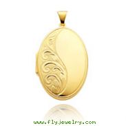 14K Yellow Gold Large Heavyweight Oval-Shaped Swirl Locket