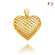 14K Yellow Gold Large Mesh Heart Pendant