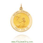 14K Yellow Gold Large Saint Francis Medal