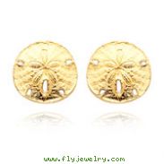 14K Yellow Gold Large Sanddollar Post Earrings