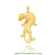 14K Yellow Gold Large Satin Panther Pendant
