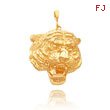 14K Yellow Gold Large Tiger Head Pendant