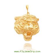 14K Yellow Gold Large Tiger Head Pendant