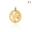 14K Yellow Gold Laurel Golf Theme Pendant