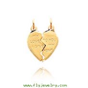 14K Yellow Gold Love Break-Apart Heart Charm