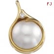 14K Yellow Gold Mabe Pearl And Diamond Pendant