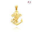 14K Yellow Gold Mariner Cross Pendant with Eagle