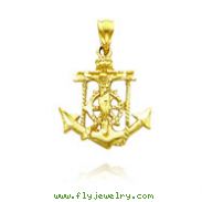 14K Yellow Gold Mariner Crucifix Pendant