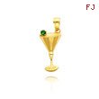 14K Yellow Gold Martini Glass with Green CZ Olive Charm