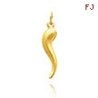 14K Yellow Gold Medium 3D Hollow Italian Horn Charm