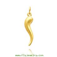 14K Yellow Gold Medium 3D Hollow Italian Horn Charm