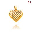 14K Yellow Gold Medium Mesh Heart Pendant