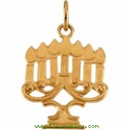 14K Yellow Gold Menorah Medal