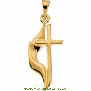 14K Yellow Gold Methodist Cross Pendant