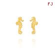 14K Yellow Gold Mini Seahorse Post Earrings