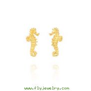 14K Yellow Gold Mini Seahorse Post Earrings