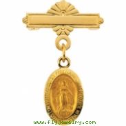 14K Yellow Gold Miraculous Baptismal Pin