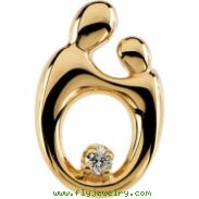 14K Yellow Gold Mother & Child Sm Diamond Pendant